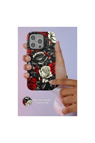 Onegif Apple İphone 15 Plus Flower Series Magsafe Kapak - Gri Çok Renkli
