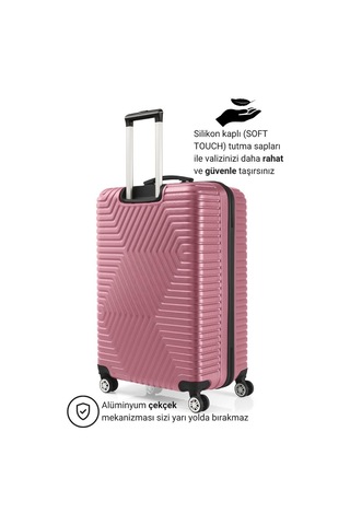 G&d Polo Suitcase Abs Orta Ve Büyük Boy Gül Kurusu 2'li Valiz Seti 600.08-b Gülkurusu
