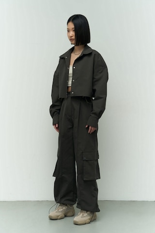 Mai Collection Mai Studios Co. Abra Antrasit Crop Gömlek Pantolon Takım Antrasit