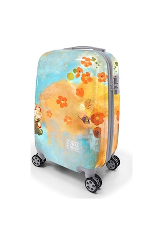 Coral High Renkli Desenli Kabin Boy Valiz 50cm 16537 Sarı