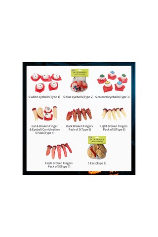 Neevoyu Halloween Korku Dekorasyonu - Mavi Gözler 5'li Paket, Gerçekçi Görünüm, Prank Ve Parti İçin Vinyl Dekor