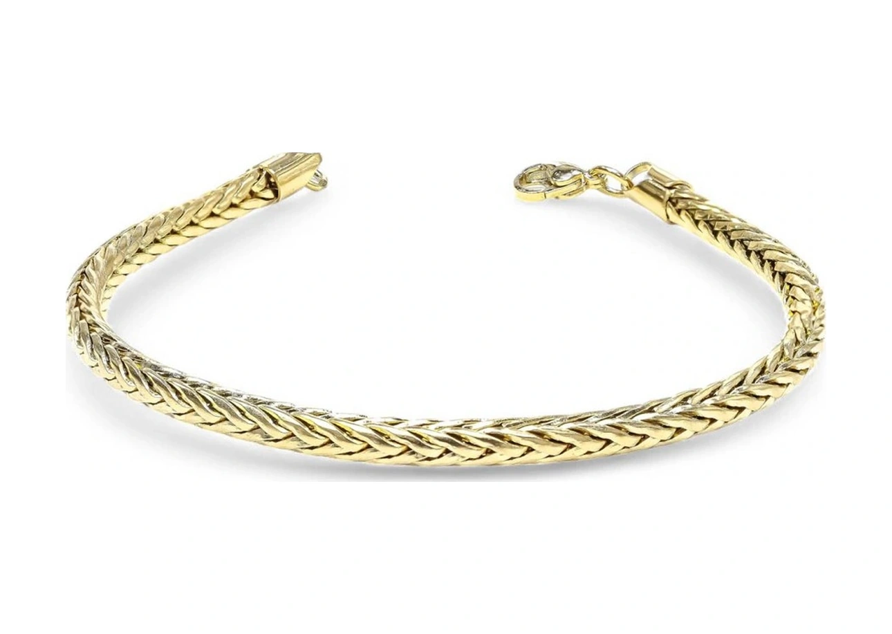 Moncuk Design Oval Kral Bakla Örgülü Sarı Çelik Zincir Bileklik 4mm 3351czb1d46 Sarı