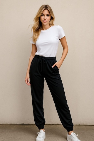 Kadın Standart Fit İnce Eşofman Altı Bel Paça Lastikli Basic Düz Uzun Boy Pantolon Çok Renkli