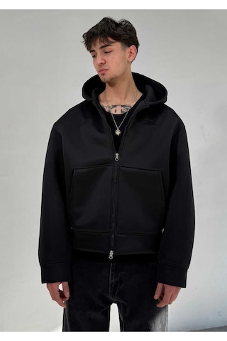 Zaee Oversize Scuba Zipp Hoodie Siyah