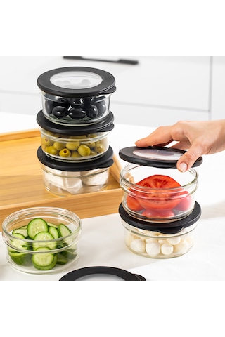 Porsima 4381 Flat 6 Lı Cam Çok Amaçlı Saklama Kabı