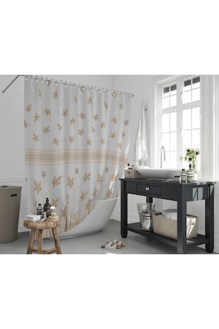 Sonbahar Desenli Banyo Perdesi,180x200 CM Tek Kanat Duş Perdesi Kahverengi
