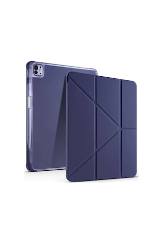 Mey İthalat Apple Uyumlu iPad Air 13 2024 Kılıf Kalemlikli Mars Tablet Kılıfı - Lacivert Arka Kapak