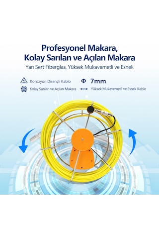 CR-110 30 Metre Sert Kablo Yılan Kamera - Ips Ekran 1080p Endüstriyel 360 Derece Kamera