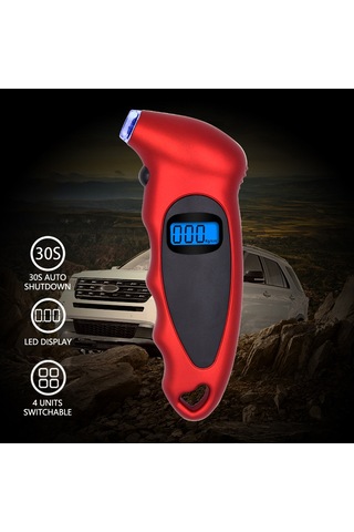 Samdoo Araç Lastik Basınç Ölçer - Yüksek Hassasiyetli Dijital Göstergeli, 4 Birimli, Led Aydınlatmalı