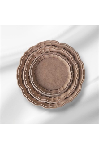 Ahşap Boyanabilir Yuvarlak Dekoratif Sunumluk Tepsi Takımı