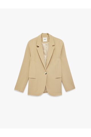 Koton Geniş Yaka Düğmeli Cep Detaylı Blazer Ceket Bej 6sak50085uw Ekru