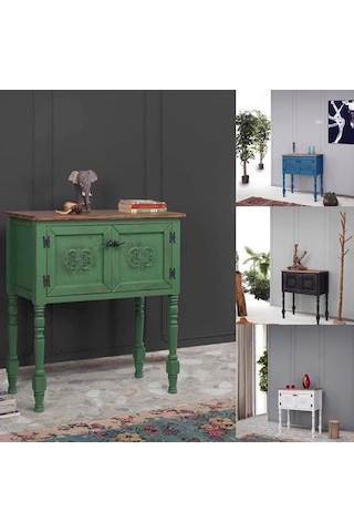 Wood Dresuar Ahşap Pastel Boyalı Eskitme Tarz Dresuar