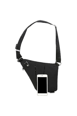 Omuz Çantası/göğüs Çantası Sağ Omuz Siyah Erkek Modeli Açık Hava Sporları Omuz Çantası Tek Omuz Çantası Siyah