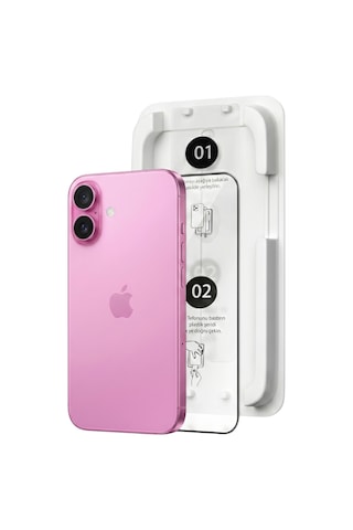Fulltech Magicbox iPhone Uyumlu 16 / 15 Premium Tempered Glass Aparatlı Ekran Koruyucu - Clear