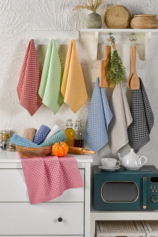 6 Lı Set Buldan Mutfak Kurulama Bezi, Peçete, El Bezi 40x60 Karma