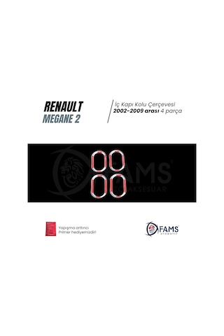 Renault. Megane 2 Krom Iç Kapı Kolu Çerçeve 4 Kapı 2002 - 2009 P.çelik ( Aksesuar )