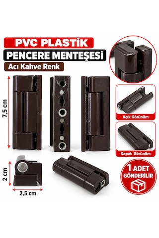 Pvc Plastik Pencere Menteşesi Acı Koyu Kahve Toplam Boy : 7.5 Cm 1 Adet Gönderilir 75 Mm
