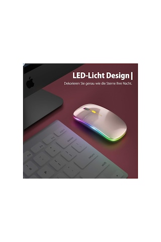 Led Işıklı Şarjlı Mouse 2.4ghz Usb Wireless Ve Bluetooth Lu Sessiz İos Uyumlu  Android Telefon Tablet Pc Tv Diğer