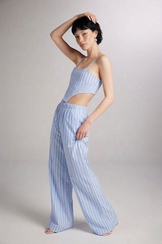 Holly Lolly Askılı Çizgili Harmony Poplin Büstiyer Mavi