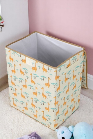 İronika Graffe Bebek Odası Kapaklı Kutu Dolap İçi Organizer Oyuncak Eşya Çamaşır Saklama Kutusu Düzenleyici Bej