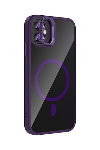 Zore Apple Uyumlu iPhone 11 Kılıf Standlı Ve Kamera Lens M-safe Şarj Özellikli Msra Etro K Gri