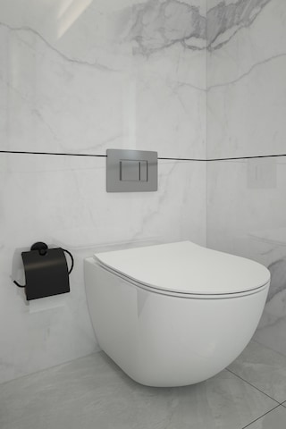 Alper Banyo Lotus Yapışkanlı Siyah Kapaklı Kağıtlık Tuvalet Kağıdı Askısı - İster Yapışkanlı İster Montajlı