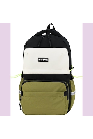 Ortopedik Ultra Lüx Büyük Boy 45 30 20 Cm Su Geçirmez Laptop Bölmeli Sırt Çantası Yeşil
