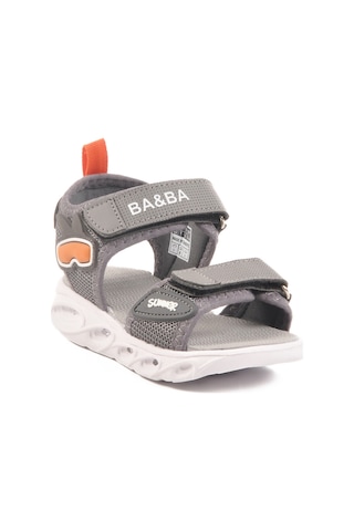 Füme Cırtlı Işıklı Kız Bebek Sandalet 018127 B Füme