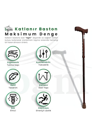 Baston Katlanabilir Denge Bastonu Yüksek Kalite Ayarlanabilir Kahverengi-bronz Baston