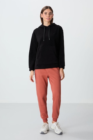 Tommy Life Siyah Kalın Yumuşak Dokulu Kapüşonlu Oversize Nakışlı Polar Kadın Sweatshirt - 97292 Siyah