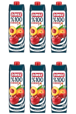 Dimes %100 Elma Şeftali Meyve Suyu 1 Lt X 6 Adet