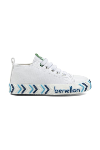United Colors Of Benetton Benetton Lastikli Çocuk Keten Ayakkabı Beyaz Mavi Bn30641 Beyaz - Mavi