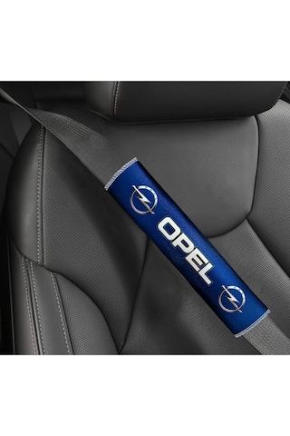 Opel Logolu Mavi Dijital Baskılı Araç Emniyet Kemer Pedi 2 Li Set Konforlu & Şık Kemer Koruyucu