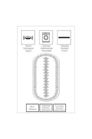 West Home Dijital Baskı Yıkanabilir Kaymaz Taban Oval Mutfak Halısı Salon Halısı Ve Yolluk Wh 375 White Oval