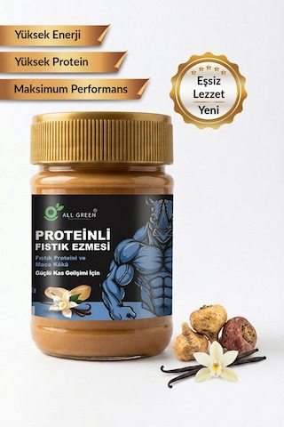 Proteinli Fıstık Ezmesi Vanilya Fıstık Proteini, Maca Kökü Tozu İle 325 Gr