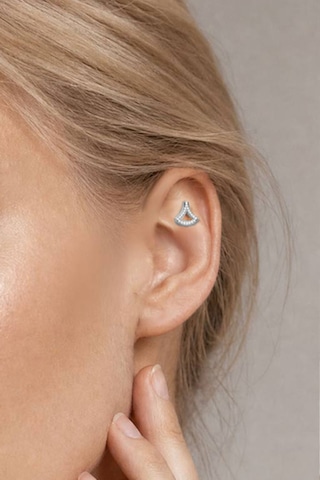 Deniz İkonu 18 Ayar Beyaz Altın Kaplama Gümüş Flat-lobe Piercing