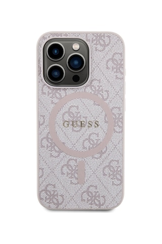 Apple Uyumlu iPhone 15 Pro Max Kılıf Guess Lisanslı Magsafe Özellikli 4g Desenli Yazı Logolu Kapak Siyah