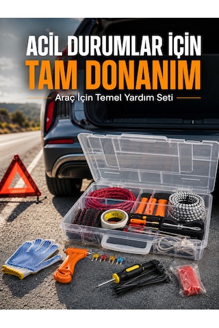 27 Parça Profesyonel Oto Acil Durum Ve Araç Yardım Ekipman Seti Taşıma Kutulu - Lisinya