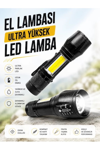 Northcity Hs-41 Ultra Yüksek Led Lamba Şarjlı Sellektör Işıldak - 4 Mod, 100.000 Saat Ömür