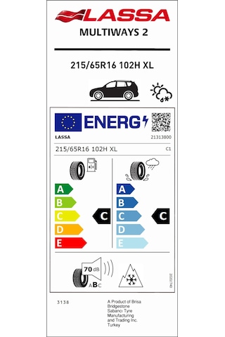 Lassa 215/65R16 102H XL Multiways 2 Dört Mevsim Lastiği 2026