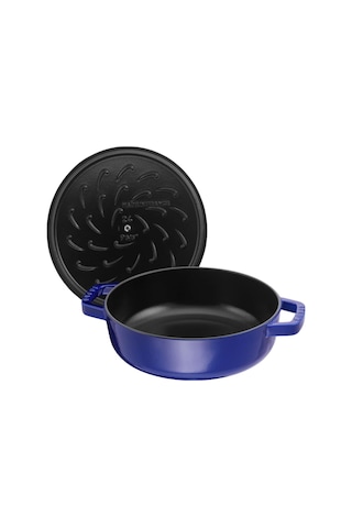 Staub Braisers Chistera Yağmur Efektli Kapaklı Döküm Tencere, Mavi Genel