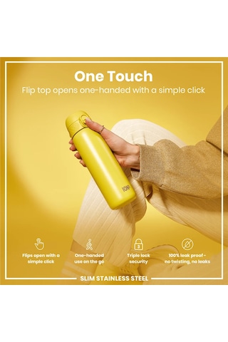 Ion8 - Paslanmaz Çelik İnce Suluk - Sarı - 600 Ml - Sızdırmaz