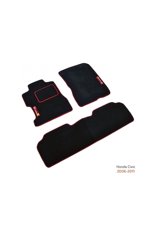 Nyf Honda Civic 2006-2011 Siyah Halı Paspas (Biye Kırmızı)