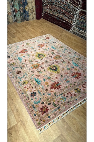 El Dokuma Afghan Halısı Pembe