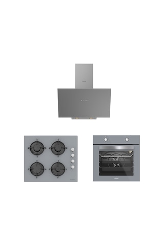 Silverline BO6501S01 + CS5349S01 +3481 Flam Gri Ankastre Set