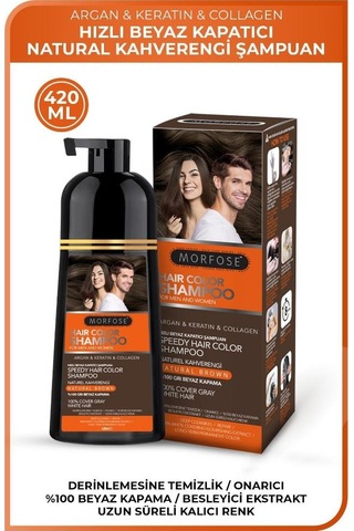 Morfose Naturel Kahverengi Şampuan Argan Keratin Kolajen Büyük Boy 420 ML