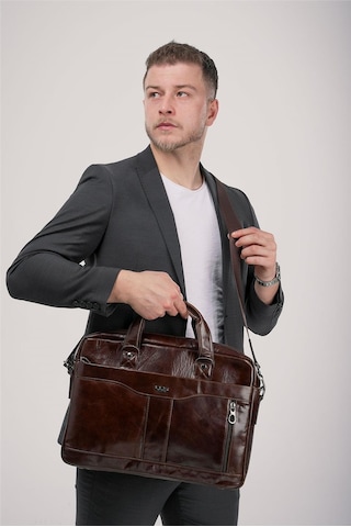 Ççs 71470 Hakiki Deri Evrak Çantası Kahve