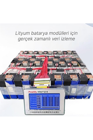 Powtify M6t24 24s Kanallı Yüksek Hassasiyetli Lityum Batarya Gerçek Zamanlı Voltaj Analizörü
