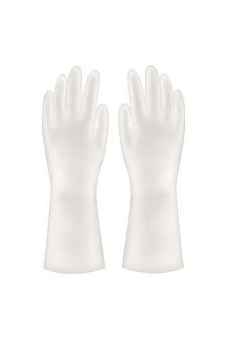 Monyee Ev Temizliği Eldiveni: Kalın Pvc, Kayganlık Önleyici, Bulaşık & Çamaşır İçin, Beyaz, S Bedeni