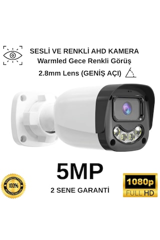 Hm-1068 Renkli Ve Sesli Ahd 5mp 2.8mm Lens Bullet Kamera